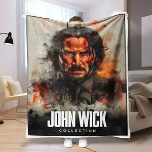 John Wick Flannel Blanket, Soft and Warm, Anti-Pilling, Ideal for Naps, Camping, Travel, All Seasons, Perfect Gift