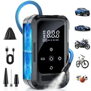 Portable Cordless Mini Air Pump, Cordless Tire Inflator Portable Air Compressor with Large Capacity Battery Wireless Digital Display Enhanced Safety Features for Cars & Inflatables International Warranty - CE & FCC certifications