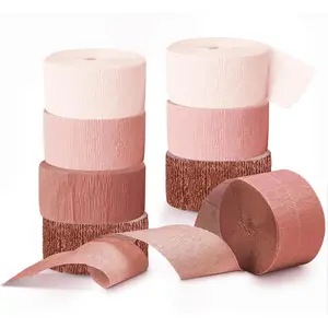 Wedding Party Supplies - 8 Rolls Rose  Crepe Paper Streamers Tassels Streamer Paper for Wedding Valentine's Day Birthday  Bridal Shower Family Gathering Decorations, 82ft Long