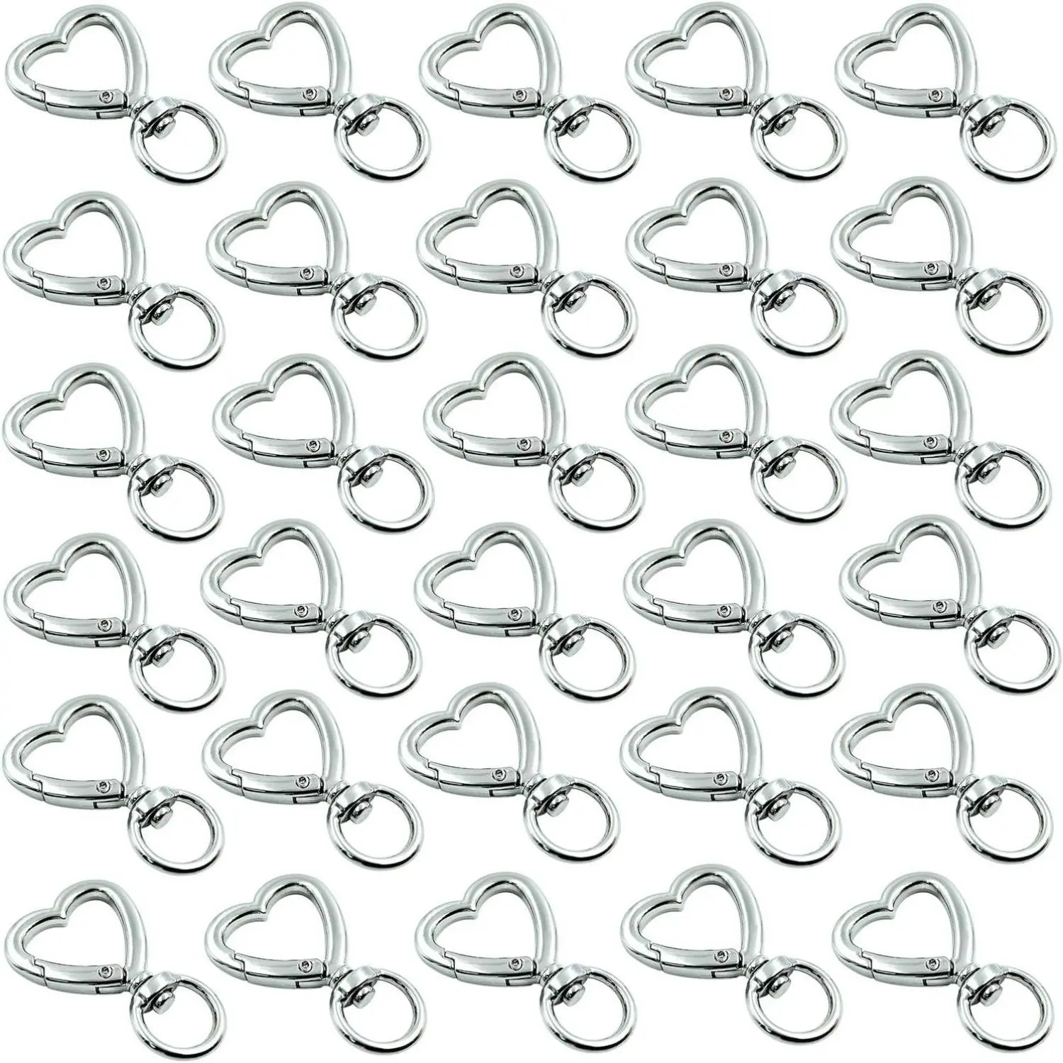 30 Pcs Heart Keychain Set with Spring Snap Hook,Valentine's Day Gift for Women,Girls,DIY Key Rings for Backpack Luggage Tag Bulk Charms Accessories,DIY Hand Tools Kits