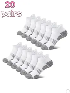 20 pairs of men's and women's unisex sporty sports ankle socks, Striped, suitable for outdoor sports in spring and summer, comfortable, breathable, sweat-absorbing, odor-resistant, durable, and versatile for various activities.
