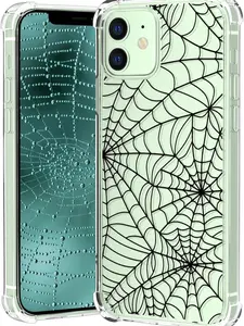 Cute Phone Case for iPhone 12 Pro, Black Spider Web Casing Designed Soft TPU Anti-Fall Anti-Scratch Shockproof Bumper Protective Phone Cover 6.1 Inch