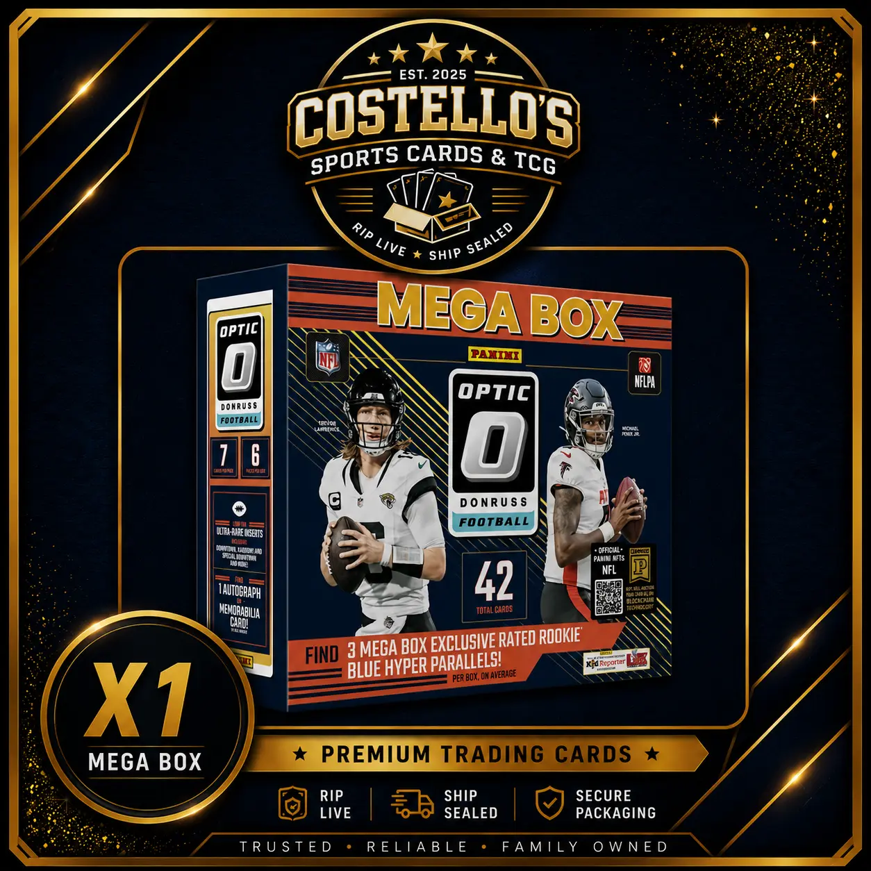 2024 NFL Donruss Optic Mega Box Blue Hyper