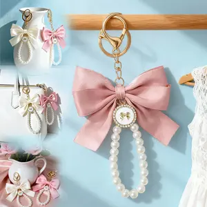 Women's Elegant Bowknot Design Bag Charm,Cute Puffy Bow Handbag Charm & Keychain,Elegant & Sturdy Accessory,Fashionable Bag Decoration for Women Daily & Car Key Decor, Bag Pendant Keychain