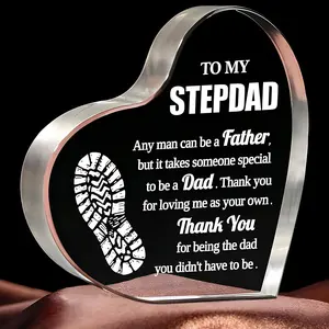 Acrylic Heart Shaped Stepdad Gift, Stepdad Birthday Gift, Stepdad Present, Fathers Day Gift for Stepdad, Home Decor, Gift for Stepdad, Signs, Heart Plaque, Acrylic Signage Plaque