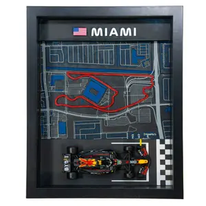 MIAMI 3D Printed Race Track Display with Die-Cast Car Motorsports Wall Art 10in x 8in x 1.5in Black Frame for Bburago 1:43 Scale