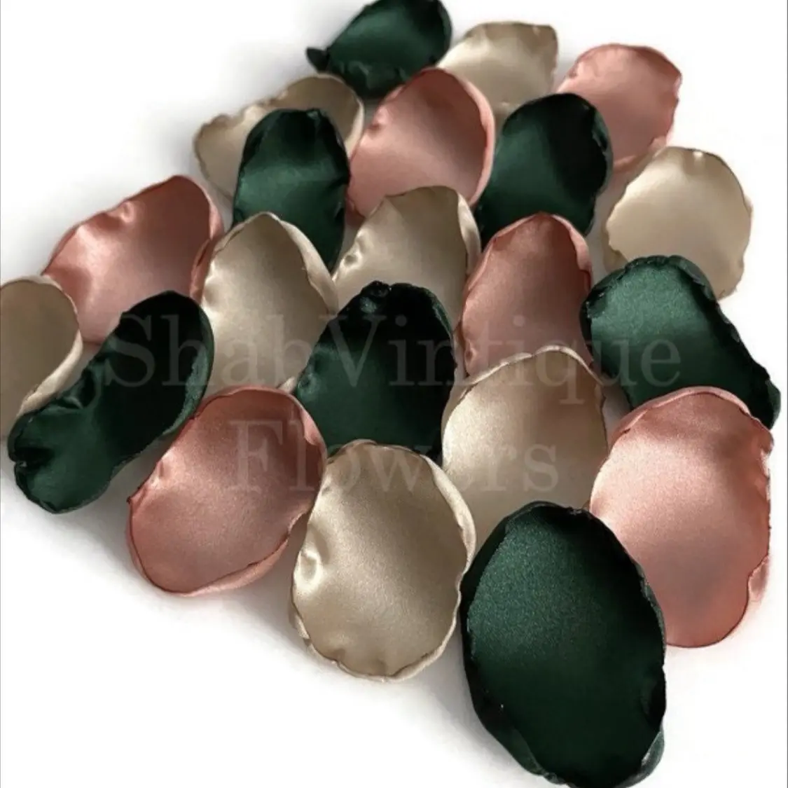 Emerald green Rose Gold and Champagne mix of 100 flower petals, flower girl petals, Wedding Decorations, Dessert Table Decor