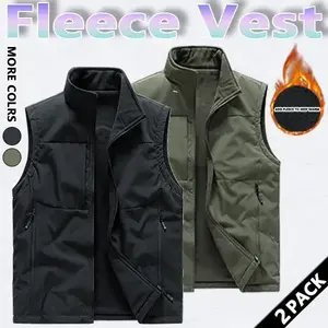 Black men's winter warm and reversible vest, set against wool, ordinary liper type polyester fiber zipper design, easy to clean, casual style, medium size, men's blost, ordinary hand hair, sweater, beige