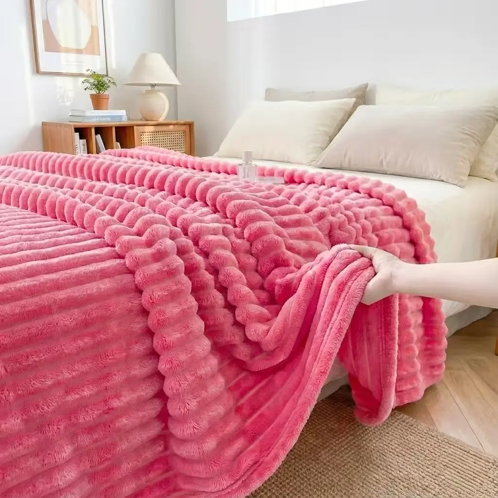 [ Summer Sale Deals ]Suitable For AC NTBAY Striped Flannel Fleece Blanket Ultra Soft Cozy Lightweight Fluffy Warm Reversible Stripes Design for Bed, Couch, Travel, Camping, All Seasons