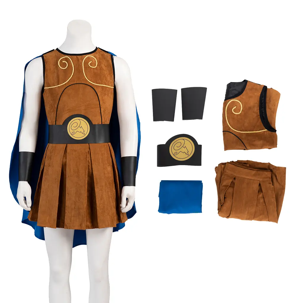 Men‘s Hercules Cosplay Costume Outfits with Cape Belt Set Hero Fancy Suit