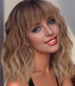 Short Blonde Wig with Bangs for Women