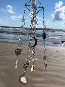 Handmade Rainbow Slice and Prismatic Glass Bead Suncatcher