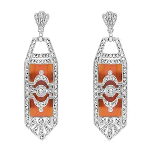 Dallas Prince Sterling Carnelian & Chrome Marcasite Earrings