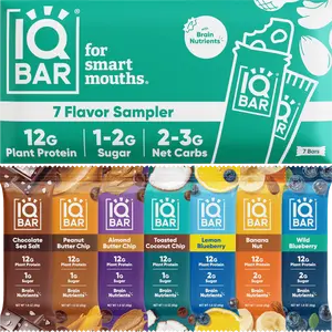 IQBAR Brain and Body Keto Protein Bars - 7 Sampler Keto Bars - Energy Bars - Low Carb Protein Bars - High Fiber Vegan Bars and Low Sugar Meal Replacement Bars - Vegan Snacks