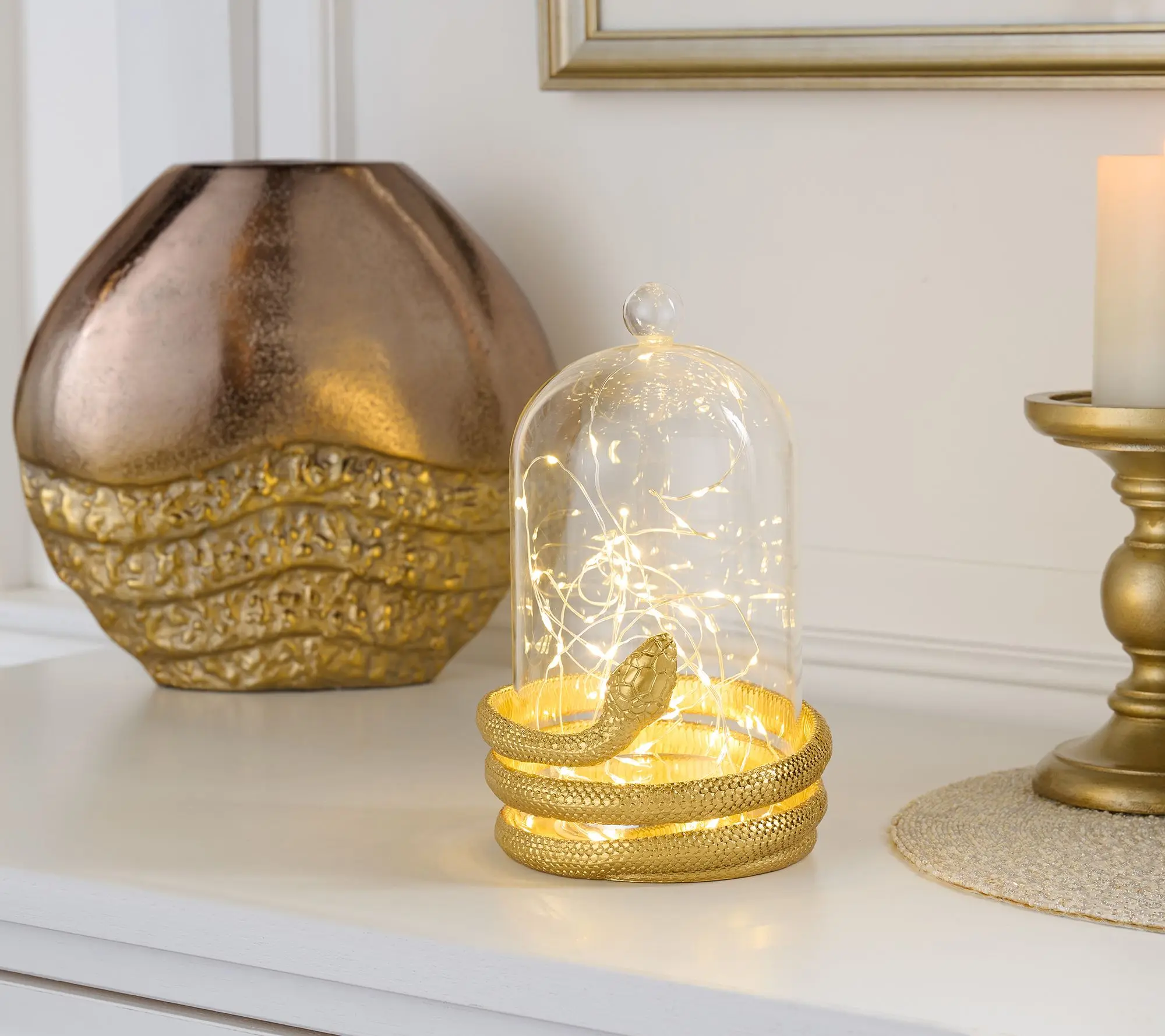 Martha Stewart 9.5" Twinkling Glass Snake Cloche