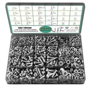 710pcs Nuts Bolts Kit # 4 to # 10 Phillips Pan Head Flat Washers Durable Storage Case