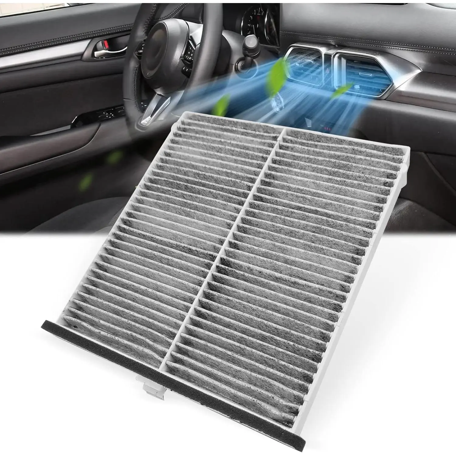 Automotive Cabin Air Filter GCF003 (CF11811) - Vehicle Accessories for Mazda 3, Mazda6, CX-5, KD45-61-J6X, Upgraded Activated Carbon for Strong Adsorption, Improves HVAC System Heating & Cooling, Easy to Install Within 5-8 Minutes