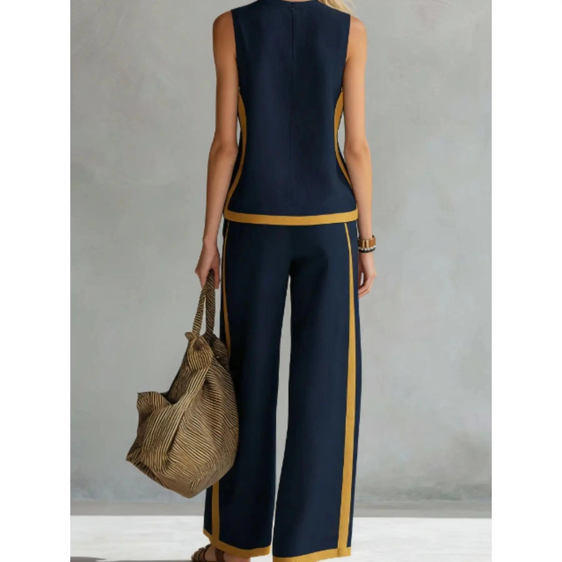 2026 NEW Blend Two Piece Set for Women Sleeveless Top Wide Leg Pants Set Boho Fashion Casual Summer Loungewear Set for Work Streetwear Party and Daily Wear Womenswear Bottoms Trouser Outfit Womenswear # Set # CasualWear #tiktokshopspringglowup