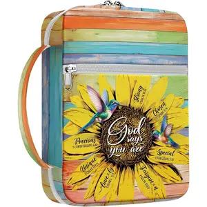 Sunflower Bible Case For Women, Colorful Bible Holder Case Canvas Style Cover, Zippered Bible Carrying Case, Bible Bag Portable, Gifts for Christmas Christian