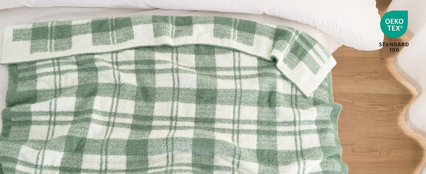Battilo | Reversible Plaid Throw Blanket - Warm Aesthetic, Comfy, Knitted for Sofa & Bed, 50"x60" Home Decor Blanket