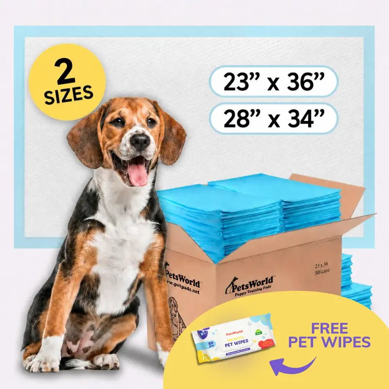 PetsWorld Economy Value Puppy Training Pads (2 sizes available) Extra Large Dog Pee Pads, Bulk Value Potty Pads with Quilted Gel-Lock Core and Odor Control for Puppy Potty Training, Senior Dogs & Incontinence
