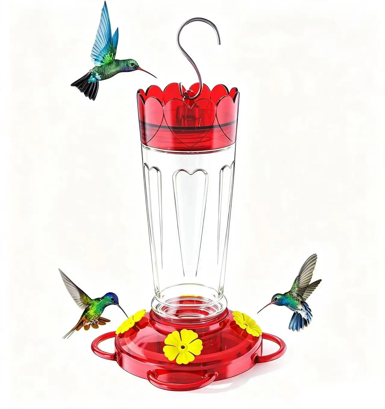 Hummingbird Feeders for Outdoors, Rustproof Base, 14 Oz Plastic Ant and Bee Proof, Leak Proof Nectar Feeder with Ant Moat, 1 Pack