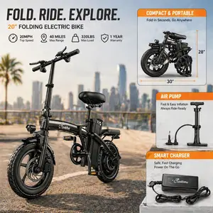 LOOKRUN G11 Foldable Electric Bike for Adults 48V 10AH Battery 600W Motor 30-60 Miles Range Urban Commuter City Riding Dual Seat Foldable Design hybrid Kids Dirt Bike