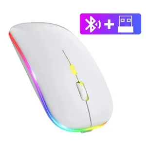 Bluetooth Mouse 2.4Ghz Wireless Mouse Mice Rechargeable Mouse Silent Mouse LED Backlit USB Gaming Mouse 1600DPI for PC Laptop kebidumei