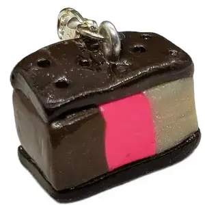 Polymer Clay Miniature Food Charm Neapolitan Ice Cream Sandwich Collectible Accessory Mini Charm