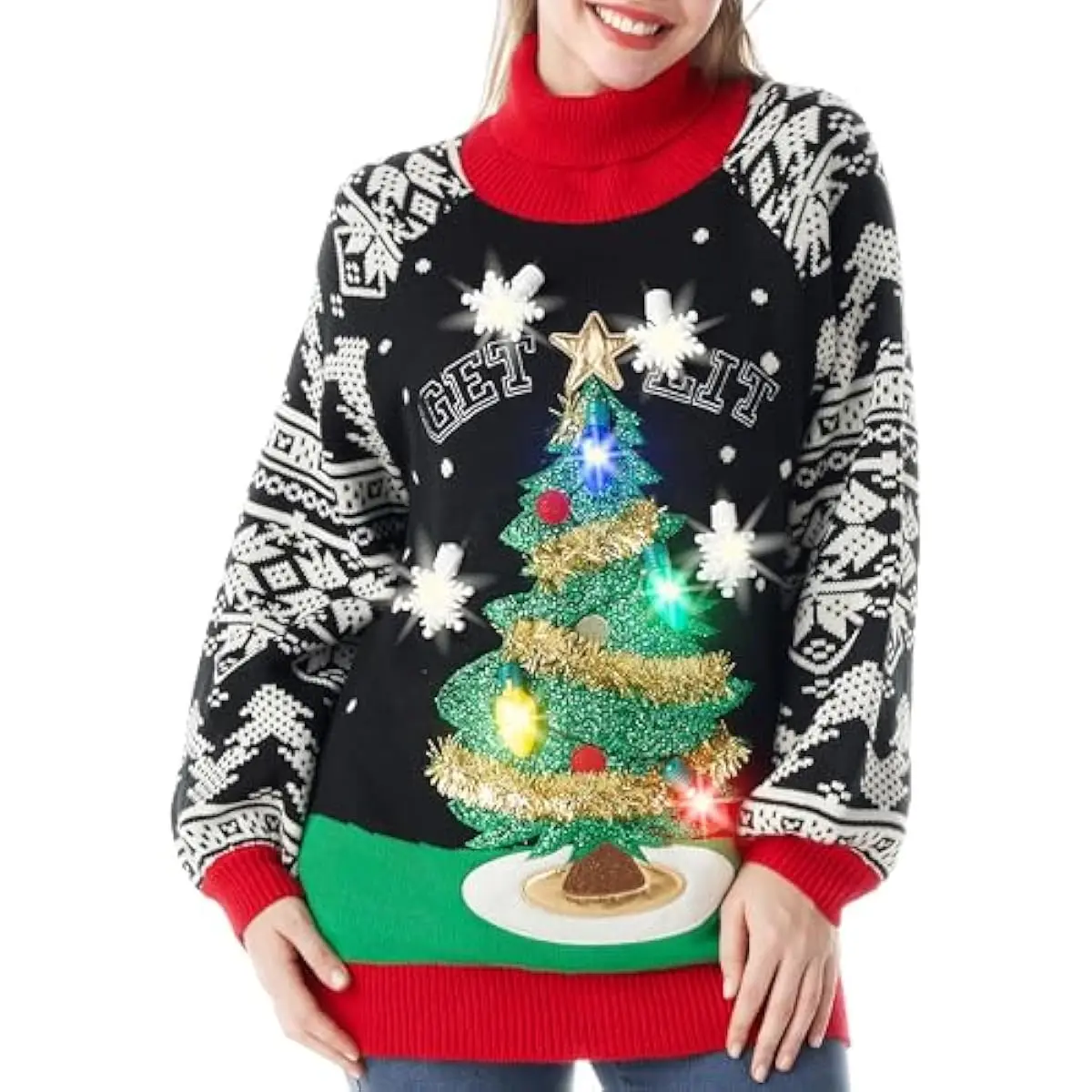 Ugly Christmas Sweater for Women, Light Up Ugly Christmas Sweater Dress, Novelty Christmas Long Pullover 2025