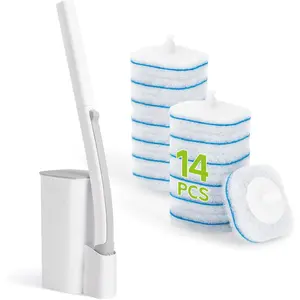 Toilet Bowl Cleaner Wand With 14 Wand Refills, Disposable Toilet Brush Set With Holder, Toilet Cleaning System Starter Wand Kit, Bathroom Cleaning Set