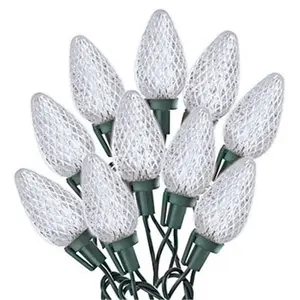 212 MAIN 75-Count 8 in. Holiday Wonderland Cool White Faceted Shape C9 LED Light Set with C9 Bulbs, Green Wire on Spool