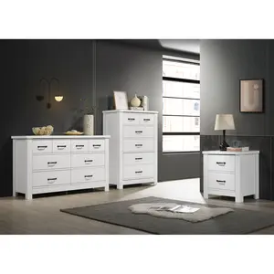Cassini 3 Piece Bedroom Set - Coordinated Bed Frame, Nightstand & Dresser, Sturdy Wood Support & Ample Storage, Ideal for Master Bedroom New Home Rental Apartment Guest Bedroom Luxury Cottage