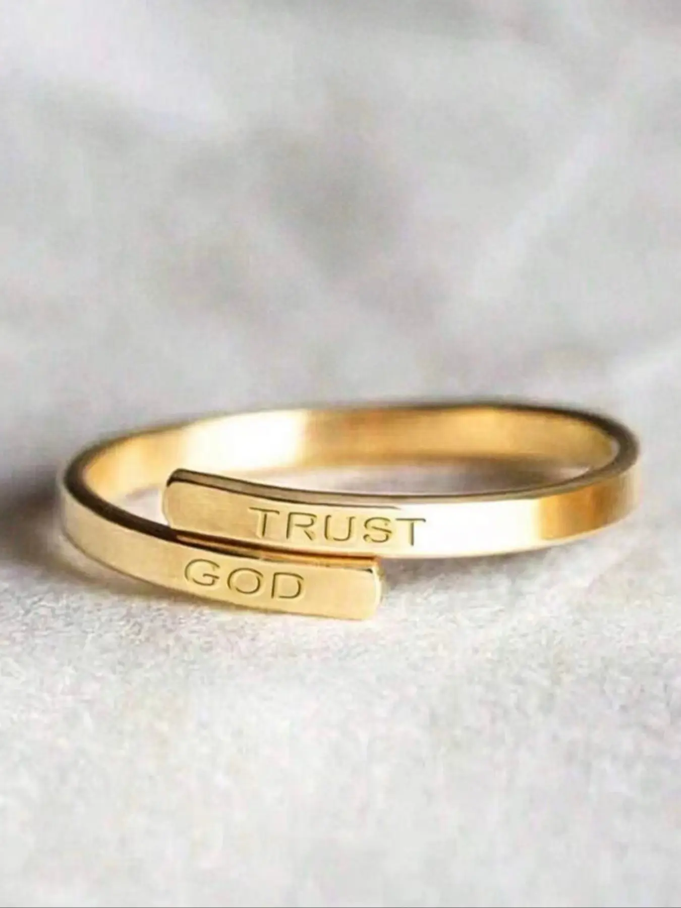 Geometric Adjustable Ring, Beautiful Rings, Oil Press Open Trusgt God Inspirational Couple Ring, Wedding Promise Rings, Casual Style, All Seasons Jewelry, Engraved Ring, Proposal Ring, Romantic Jewelry Gift