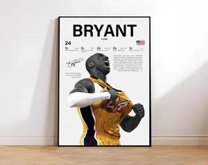 Kobe Bryant Wall Art, Basketball Player Poster, Sports Room Decor, Athlete Print, Game Day Art, Bedroom Wall Décor