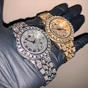 Men's Gold/White Gold ICED OUT Diamond Roman Numerals Hip-Hop Luxury Watch