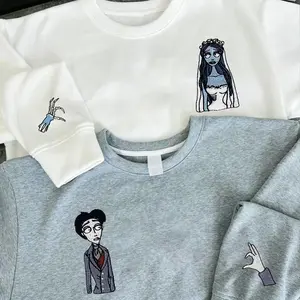 Victor & Emily – Corpse Bride Couple Embroidered Sweatshirt, Emily And Victor Corpse Bride Hoodie, Corpse Bride Halloween Movie Sweaters For Couple, Halloween Couple Gifts
