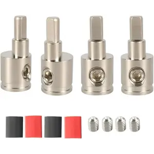 4Pcs/Set Heavy-Duty Car Stereo Audio Wire Reducer Cable Reducer,0 Gauge to 4 Gauge for Amp Input,Easy to Use,AWG Pin Power & Ground Connection,Hand Tools Kits