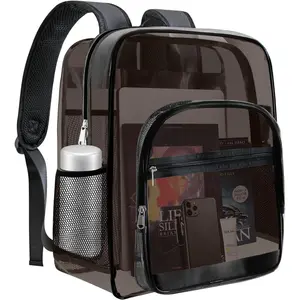 Clear Backpack, Clear Bookbag for School,  PVC Plastic Material, Reinforced  Straps Heavy Duty Transparent Backpack, See-Through Schoolbag for ,Stadiums,Work, Travel, College
