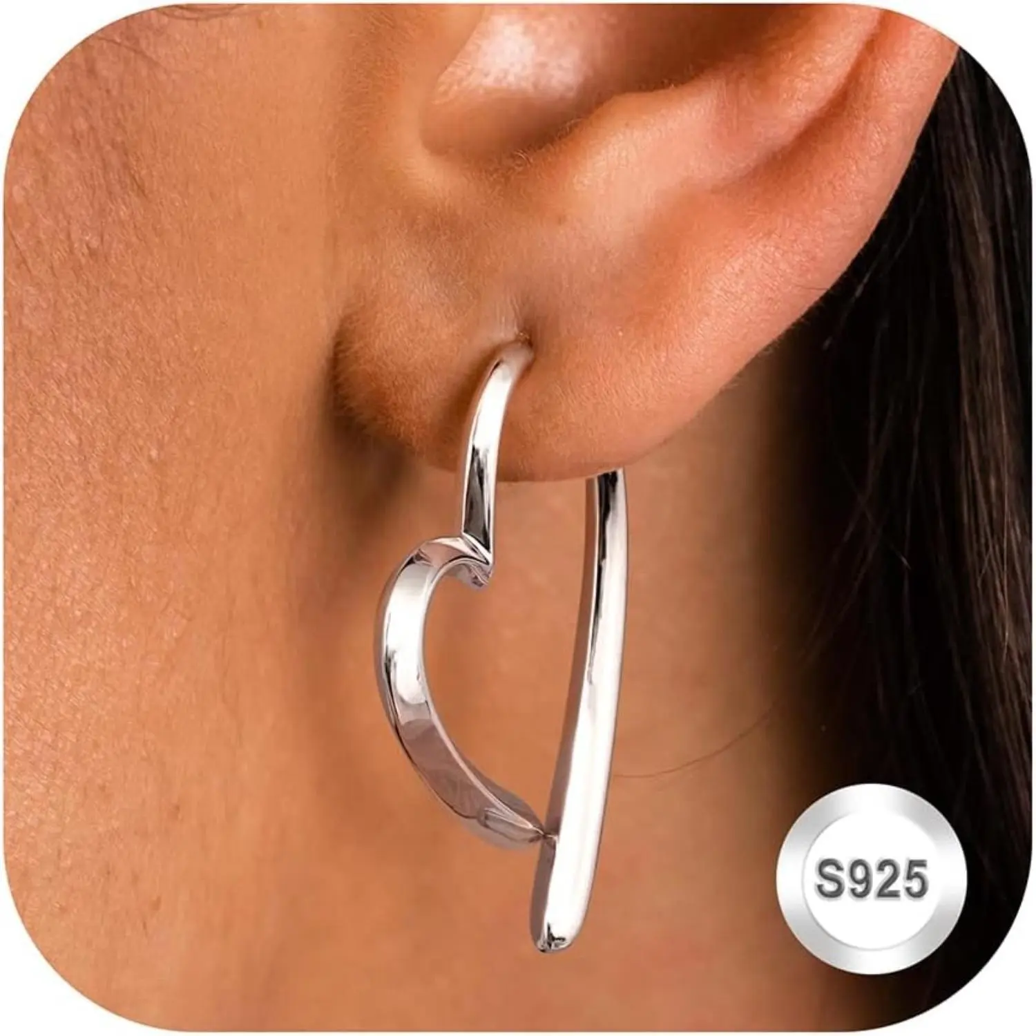 YADOCA 925 Sterling Silver Earrings for Women Girls Heart Hoop Earrings 14K Plated Gold Earrings Small Hoop Huggie Earrings Lightweight Sleeper Earrings Silver Hoop Earrings Gold Earrings for Women