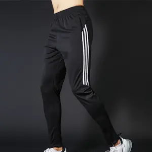 Quick Dry Mens Sports Soccer Football Training Pants With Zipper Pockets Running Jogging Long Pants