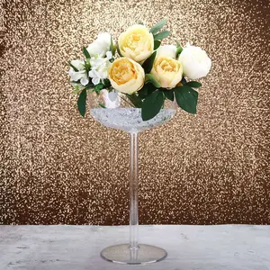 4-Pack Plastic Flower Vases Champagne Glass Design Clear - Fillable Long Stem Centerpieces for Events 18"