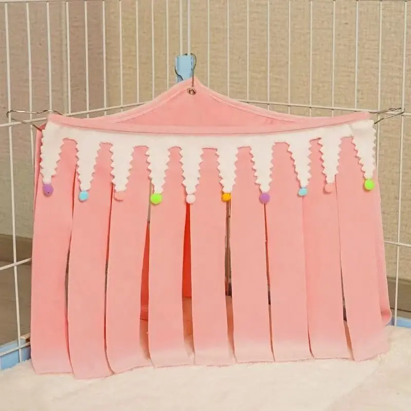 1pc Hamster Hideout Curtain, Small Pet Playground Rest Area, Habitat Decoration, Rabbit Guinea Pig Chinchilla Triangular Fringe Shelter, Hamster Cage Habitat, Guinea Pig Bed, Hamster Cage Accessories
