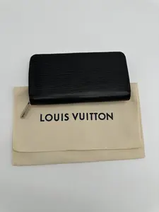 Pre-owned Louis Vuitton Epi Leather Small Leather Goods Black Large Zippy Wallet with Silver Toned Hardware