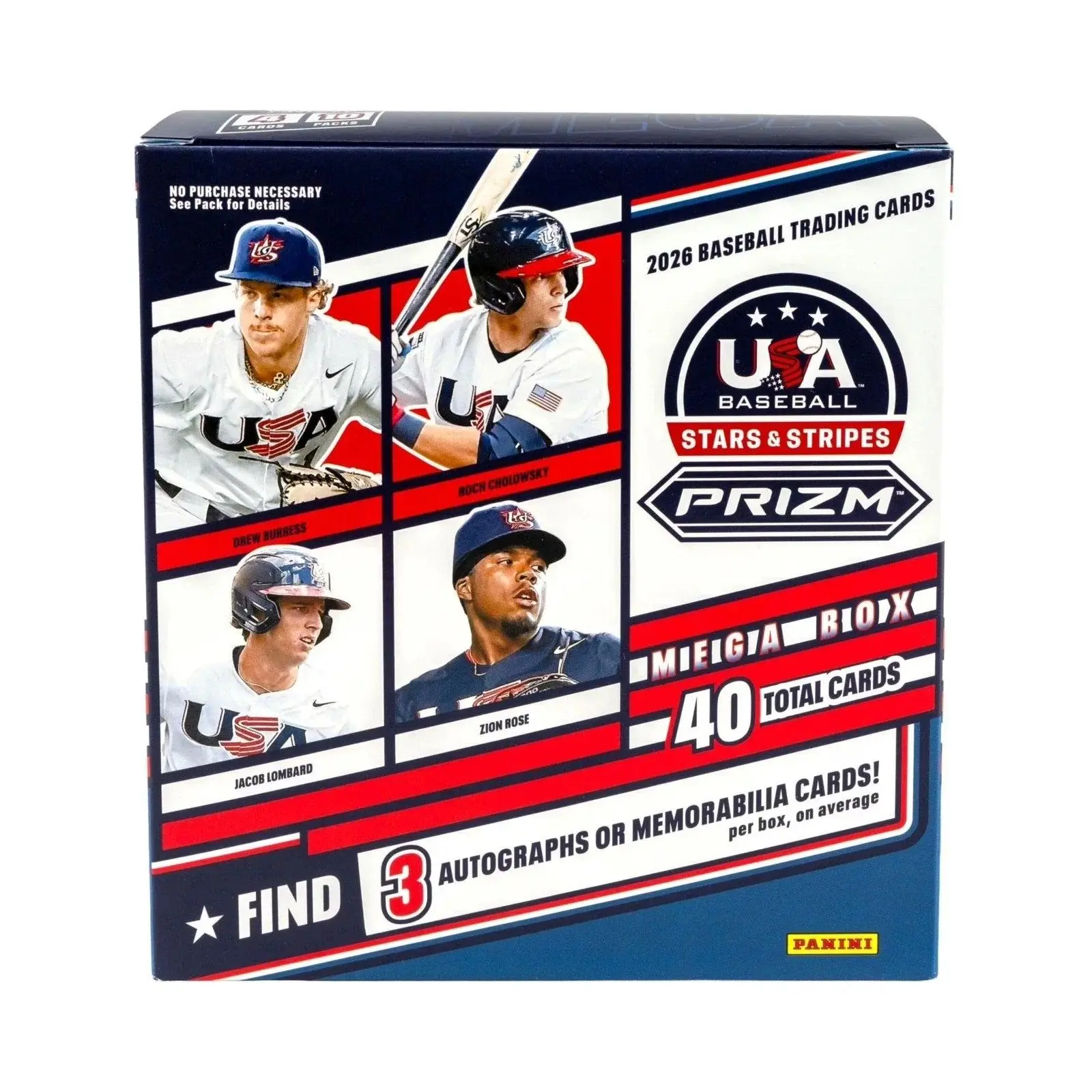 2026 Panini USA Stars and Stripes Prizm Baseball Mega (3 Auto or Mem)
