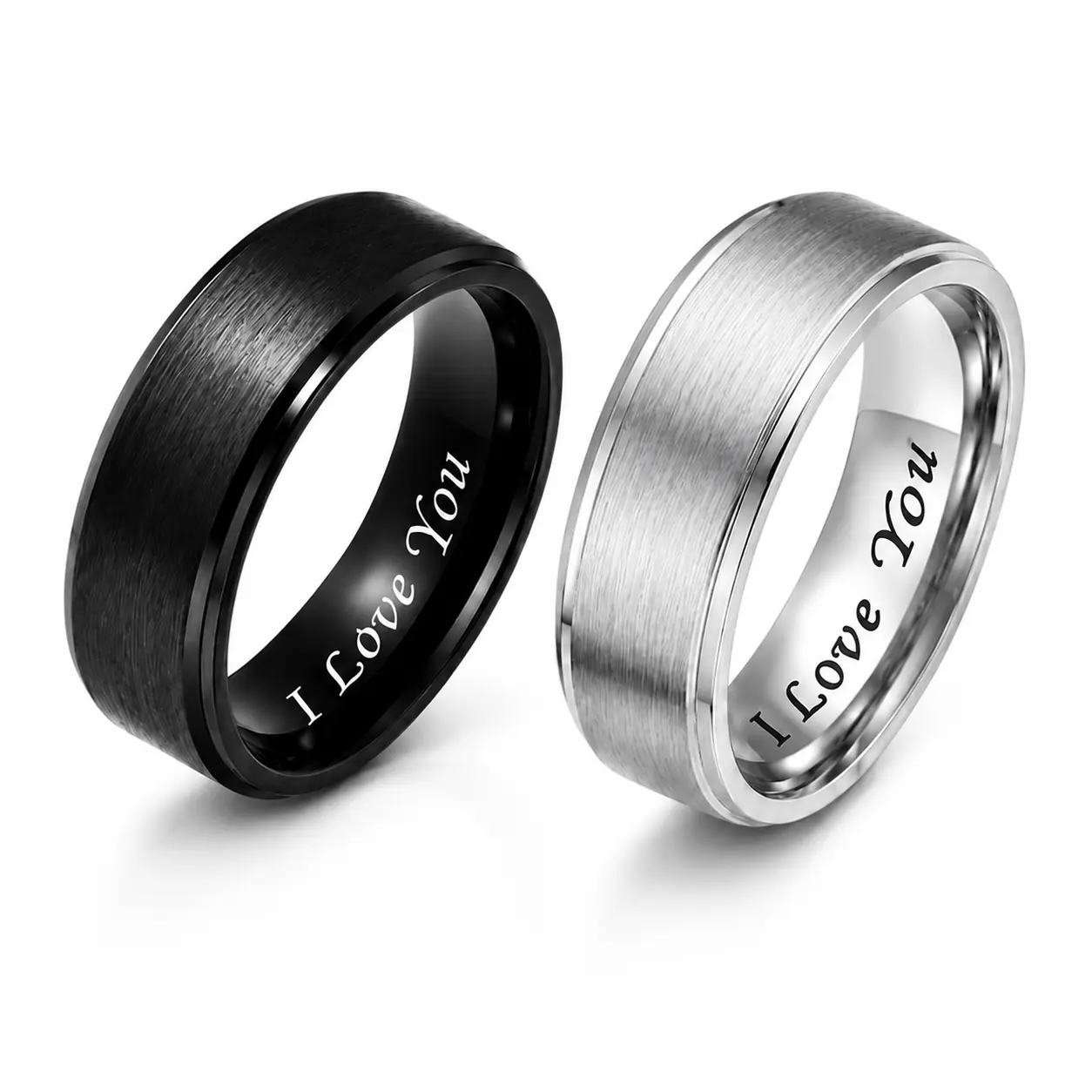 Elegant Men's Titanium Steel 'I Love You'Engraved Ring - Romantic Black Band withCreative Lettering, Ideal for Wedding,Anniversary & Valentine's Day Gift,Father’s Day gift.summerwins summerwins, Promise Ring, Men's Jewelry, Promise Rings, Gifts For Him