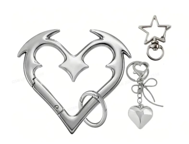 Heart Carabiner Clip - Cute Y2K Fashion Metal Keychain, Durable Spring Snap Hook for Kitchen Utensil Organization, Backpacks & Daily Decoration
