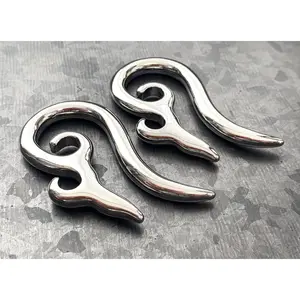 PAIR of Unique Tribal Stainless Steel Spiral Tapers Expanders - Gauges 10g (2.5mm) thru 2g (6mm)