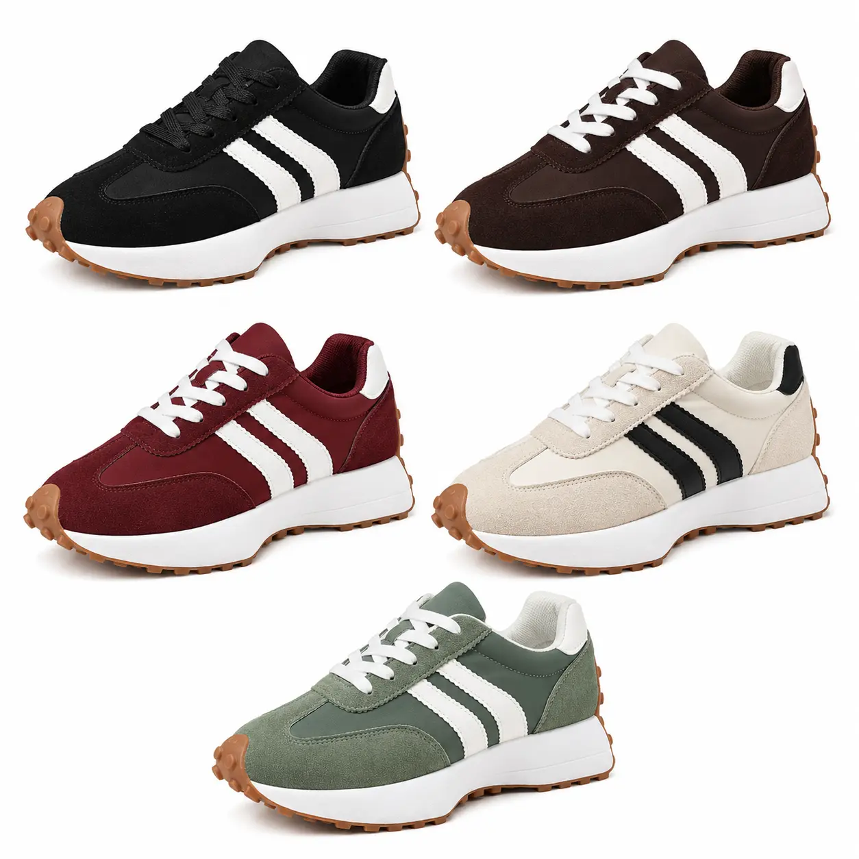 Women's Casual Trainers - Sneakers for Women, Spring Autumn Wear, Round Toe, Thick Sole, Colorblock, Lace-Up for Daily Workout & Outdoor Activities