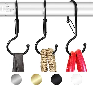 6 Purse Hanger for Closet. Tote Hanger. S-Shaped Hooks S Hooks Twist Design. Anti Drop S-Shaped Hook for Hanging Handbags with Safety Buckle to  Falls. Heavy Duty. (Black, Twisted)